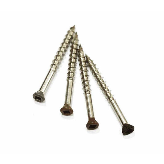 NTW Colour Head Fascia Screw SS : 8 x 50 Teak - Box of 100